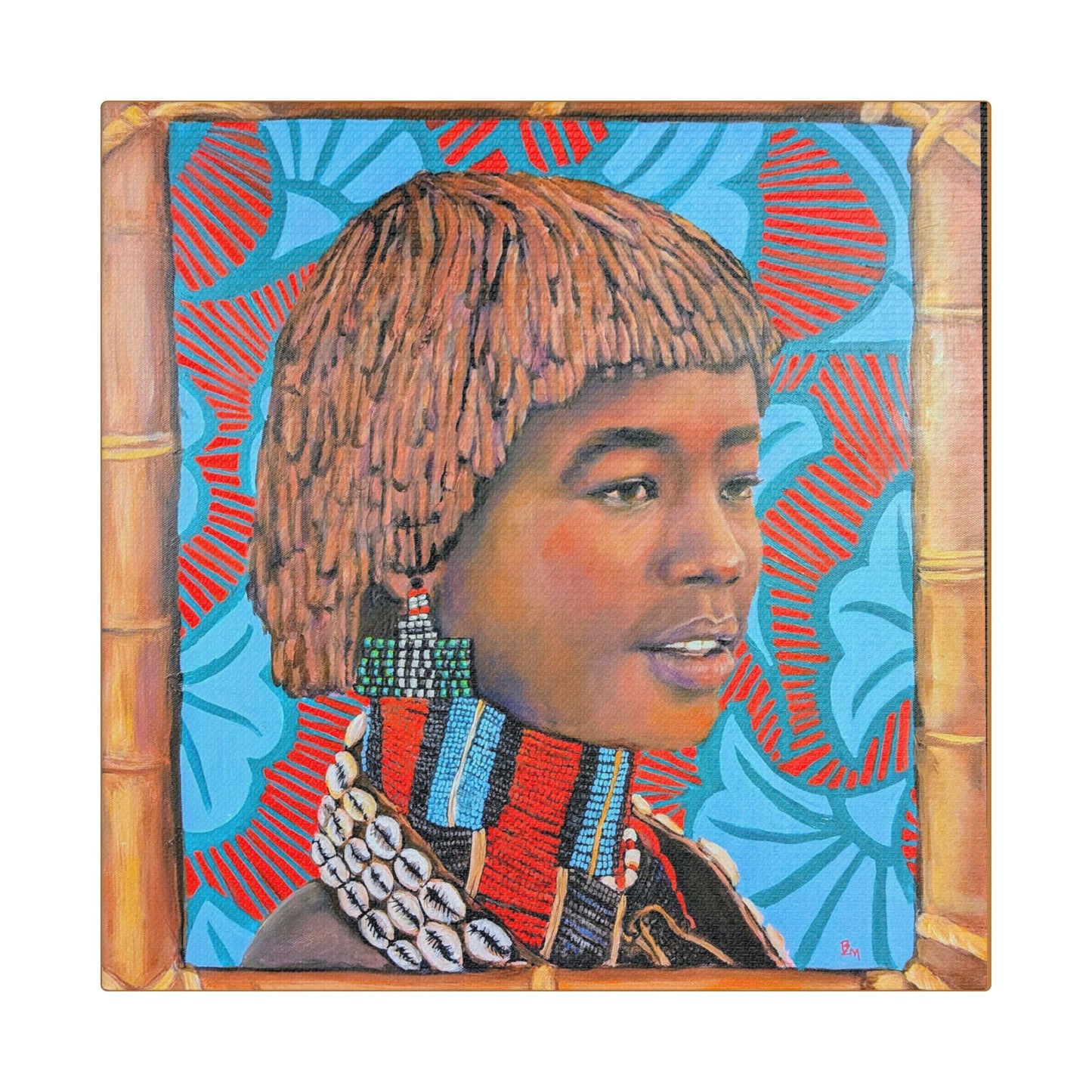 African Girl - Satin Canvas, Stretched Print of Original Painting by Beena McMahan