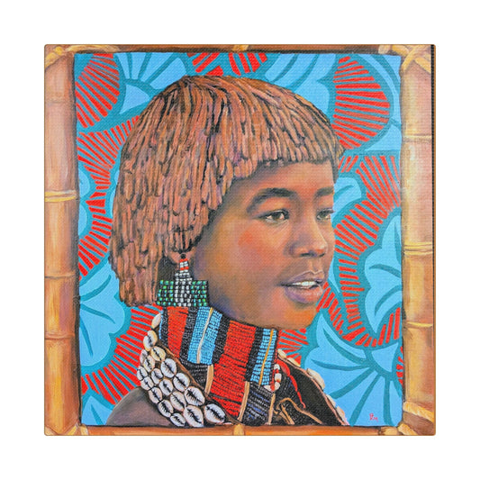 African Girl - Satin Canvas, Stretched Print of Original Painting by Beena McMahan