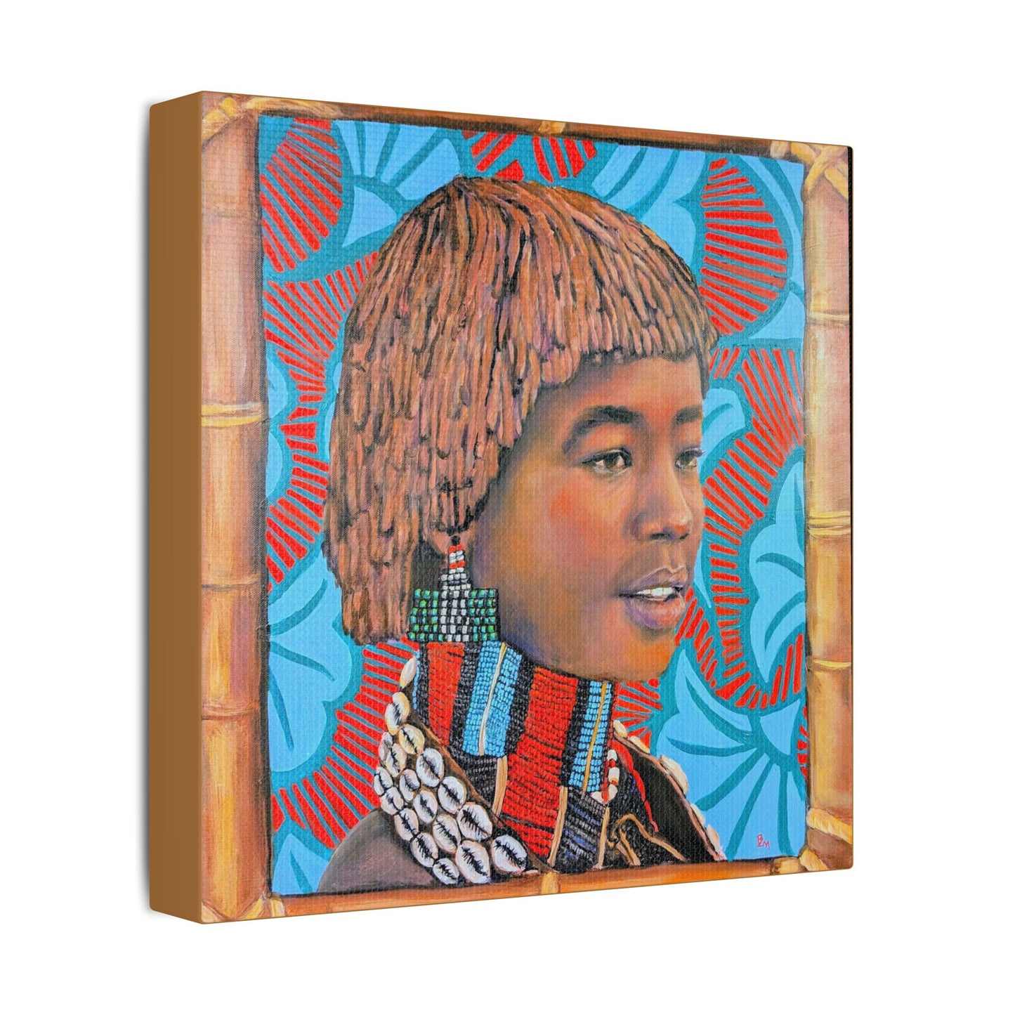 African Girl - Satin Canvas, Stretched Print of Original Painting by Beena McMahan